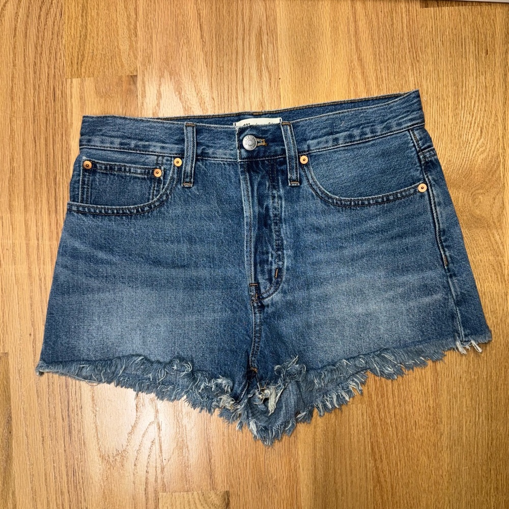 Madewell High Rise Frayed Hem Denim Shorts